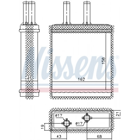 Wärmetauscher, Kabinenheizung, Heizsysteme Kia Sportage 99 - 2,7 V6 24V und Benz. Aut. Klimaanlage + / - P / C NISSENS NIS 77505