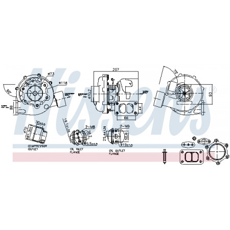 Turbocompresor Turbocharger with fitting kit MERCEDES NG O 303 O 330 SK OM422.951-OM442.980 08.73- NISSENS NIS 93298