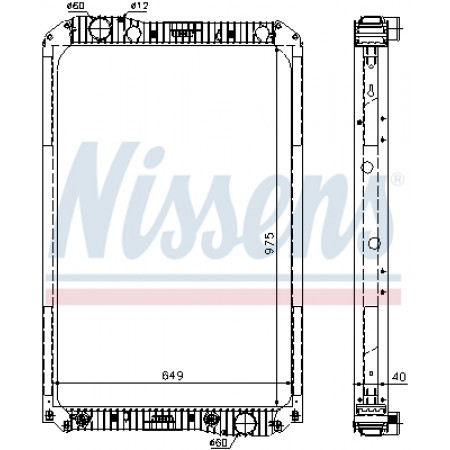 Kühler, Motorkühlung Motorkühler mit Rahmen MERCEDES AXOR AXOR 2 OM457.910-OM906.920 01.02- NISSENS NIS 62571A