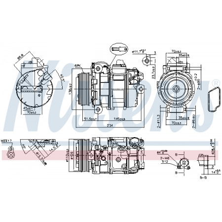 Compressor, air conditioning Air-conditioning compressor BMW 1 E81 1 E82 1 E87 1 E88 3 E90 3 E91 3 E92 3 E93 5 E60 5 E61 6 E63 6 E64 2.5/3.0 12.04-12.13 NISSENS NIS 890390