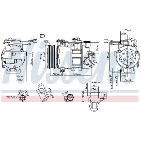 Compressor, air conditioning Air-conditioning compressor AUDI A6 C7 2.0D 01.12-09.18 NISSENS NIS 890620
