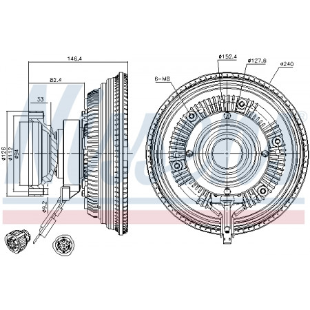 Embrayage, ventilateur de radiateur Embrayage du ventilateur nombre de broches: 5/7 VOLVO FM FM12 FM9 D12C340-D9B340 08.98- NISSENS NIS 86150