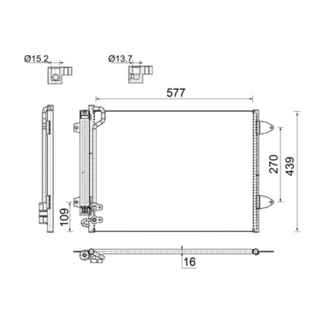 Kondensator, Klimaanlage Klimakondensator mit Trockner VW CC B7 PASSAT ALLTRACK B7 PASSAT B6 PASSAT B7 PASSAT B7/KOMBI 1.6-2.0D 03.05-12.16 MAHLE AC 666 000S