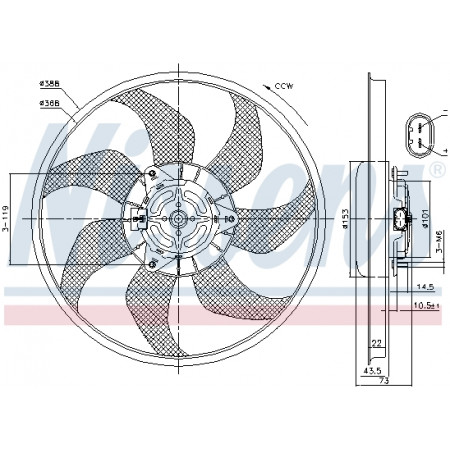 Ventilador, radiador Ventilador del radiador OPEL ADAM CORSA D 1.0-1.4LPG 07.06-02.19 NISSENS NIS 85776