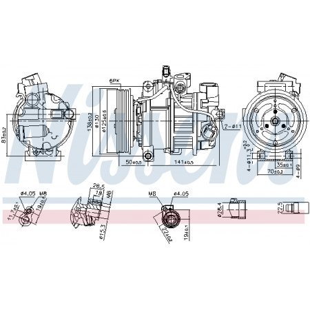 Compressore climatizzatore Compressore climatizzatore AUDI A6 ALLROAD C7 A6 C7 A7 Q7 2.8/3.0/3.0D 05.14-12.19 NISSENS NIS 890921
