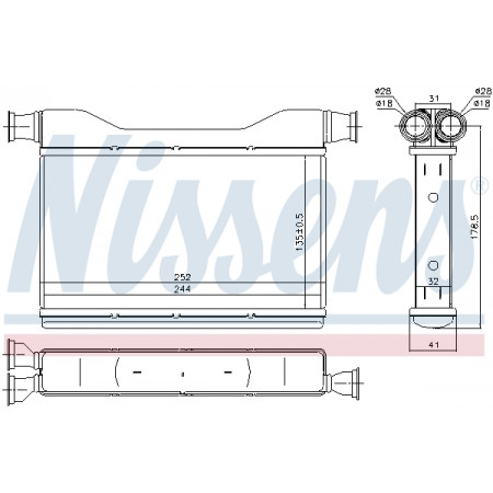 Radiateur thermique BMW 5 F10 5 F11 5 GRAN TURISMO F07 6 F12 6 F13 6 GRAN COUPE F06 7 F01 F02 F03 F04 ROLLS-ROYCE DAWN GHOST I 1.6-6.6 02.08- NISSENS NIS 70528