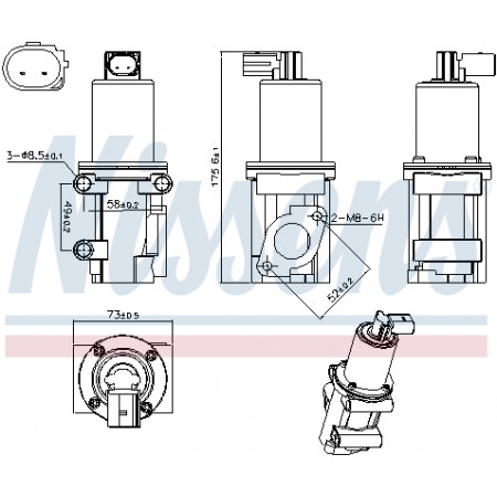 Supapa EGR Valva EGR ALFA ROMEO MITO FIAT 500 500 C BRAVA BRAVO I DOBLO DOBLO/MINIVAN IDEA MAREA PALIO PUNTO PUNTO/HATCHBACK SCUDO STRADA ULYSSE LANCIA MUSA 1.3D-2.2D 10.95- NISSENS NIS 98306