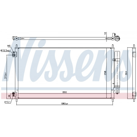 Condensator, climatizare A/C condenser with dryer HONDA CROSSTOUR I 2.4/3.5 01.12- NISSENS NIS 941152