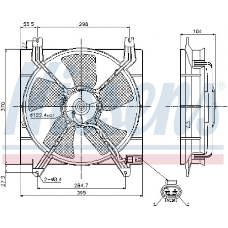 Ventilador, radiador Ventilador del radiador con carcasa CHEVROLET LACETTI NUBIRA REZZO DAEWOO LACETTI NUBIRA 1.4-2.0 07.03- NISSENS NIS 85353