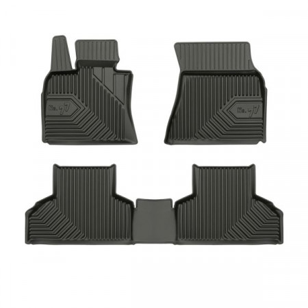 Set rubberen matten Vloermatten TPE 3 stuks kanalen nr. 77 voor/achter set kleur zwart BMW X5 F15 F85 08.13-07.18 FROGUM FRG77408463