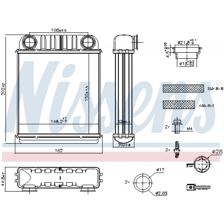 Radiator calorifer caldura RENAULT TWINGO III SMART FORFOUR FORTWO 0.9-Electric 07.14- NISSENS NIS 707216