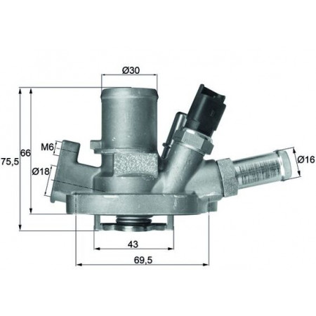 Thermostat, Kühlflüssigkeit Thermostat Kühlsystem 80C im Gehäuse ABARTH 500 / 595 / 695 500C / 595C / 695C GRANDE PUNTO PUNTO PUNTO EVO ALFA ROMEO GIULIETTA MITO CHRYSLER DELTA 1.4-2.0D 05.08- MAHLE TI 151 80