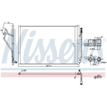 Condensador, aire acondicionado Condensador de aire acondicionado con secador MERCEDES S C216 S W221 4.0D/4.7/5.5 10.05-12.13 NISSENS NIS 941245