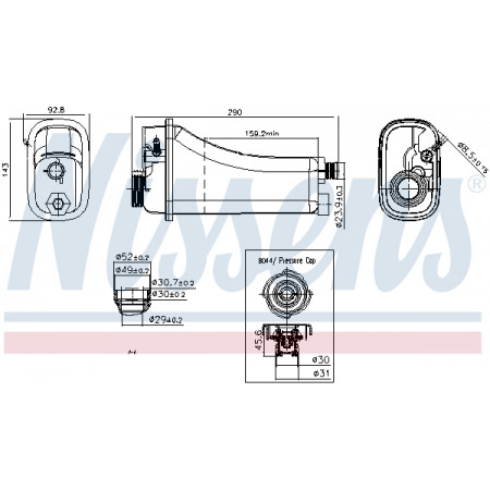 Vaso di espansione, raffreddamento Vaso di espansione con tappo con sensore di livello BMW 3 E46 5 E39 7 E38 X3 E83 X5 E53 08.95-08.11 NISSENS NIS 996155