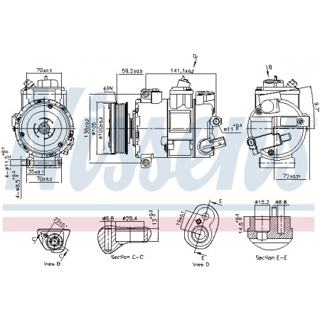Compressor, airconditioning Aircocompressor VW CALIFORNIA T6 CAMPER MULTIVAN T6 TRANSPORTER T6 TRANSPORTER T6 / CARAVELLE T6 2.0 04.15-07.19 NISSENS NIS 890773