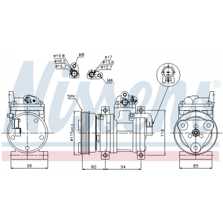 Compresor, climatizare Air-conditioning compressor HYUNDAI I10 I 1.1D 01.08-12.11 NISSENS NIS 89302