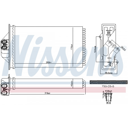 Verwarmingsradiator CHRYSLER VOYAGER IV 2.4-3.3 02.00-12.08 NISSENS NIS 707293