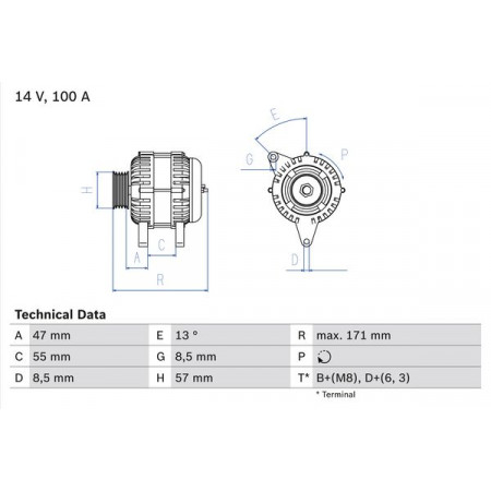 Alternator 14V 100A VOLVO 850 960 C70 I S40 I S70 V40 V70 I 1.6-2.9 08.90-10.05 BOSCH 0 986 040 370