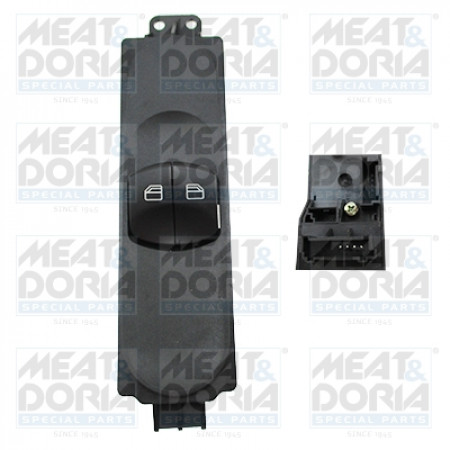Interruptor, elevador de janela Interruptor do elevador de janela dianteiro esquerdo MERCEDES SPRINTER 35-T B906 SPRINTER 3-T B906 SPRINTER 46-T B906 SPRINTER 5-T B906 1.8-3.5 06.06- MEAT & DORIA MD26196