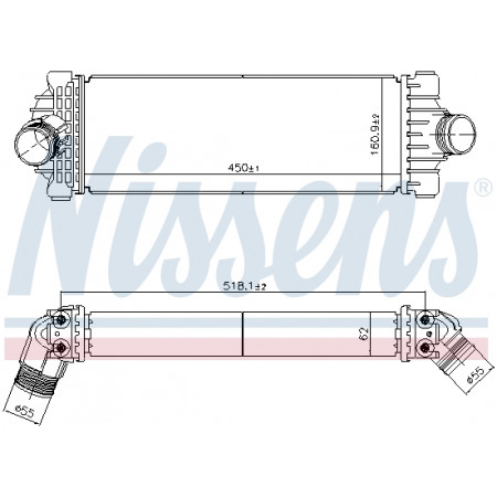 Ladeluftkühler, Kompressor Ladeluftkühler FORD TOURNEO CUSTOM V362 TRANSIT CUSTOM V362 TRANSIT V363 2.0D/2.0DH 12.15- NISSENS NIS 961230