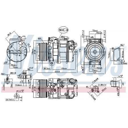 Compressor, air conditioning Air-conditioning compressor BMW 5 F10 5 F11 7 F01 F02 F03 F04 2.5/3.0 06.09-06.15 NISSENS NIS 89595