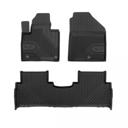 Set rubberen matten Vloermatten TPE 3 stuks kanalen nr. 77 2-rij/voor/middenset kleur zwart KIA SORENTO III 01.15- SUV-versie: AWD/4WD / FWD FRG77409644