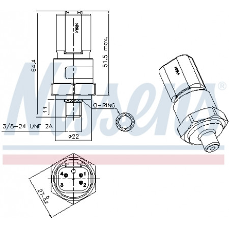 Pressostat, climatisation Pressostat de climatisation SCANIA LPGRS PGRT DC09.108-OC9.G05 01.03- NISSENS NIS 301029