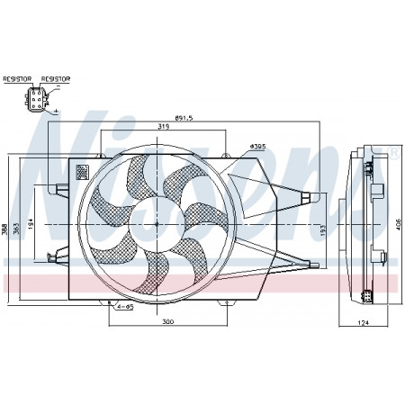 Ventola, radiatore Ventola radiatore con alloggiamento FORD FOCUS I 1.4-2.0 08.98-03.05 NISSENS NIS 85342