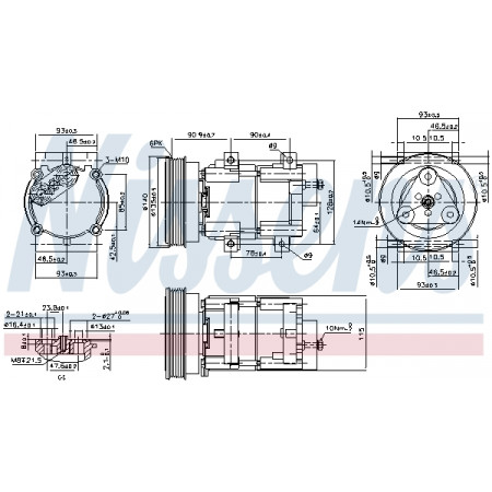 Compressor, ar condicionado Compressor de ar condicionado FORD FIESTA IV FIESTA/MINIVAN KA PUMA 1.25-1.7 08.95-11.08 NISSENS NIS 89191