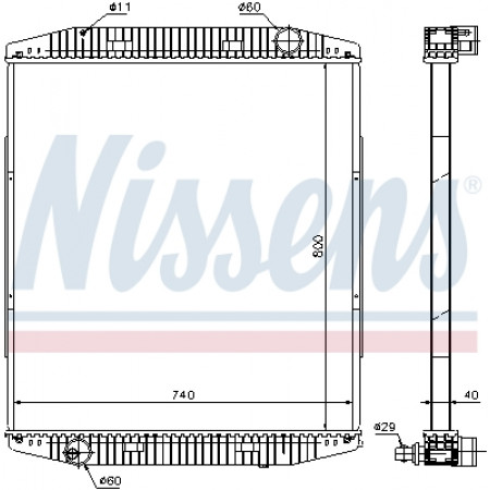 Radiateur, motorkoeling Motorradiator zonder frame IVECO EUROTECH MP EUROTECH MT EUROTRAKKER 8210.42KTCA-F3BE0681G 01.92- NISSENS NIS 619730