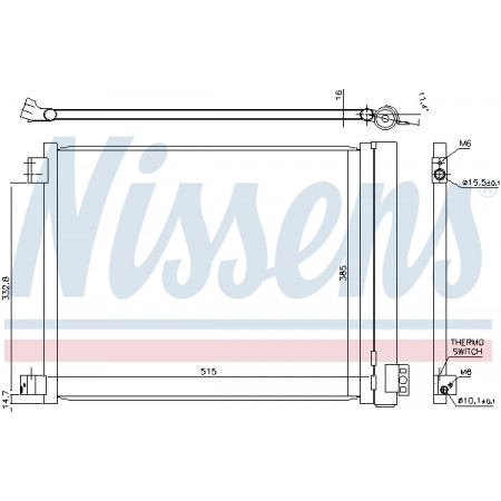 Condensador, ar condicionado Condensador de ar condicionado com secador NISSAN MICRA IV 1.2 05.10- NISSENS NIS 940624
