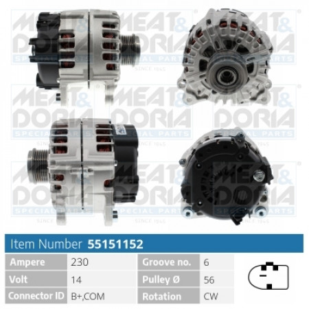 Alternator 14V 230A AUDI A6 ALLROAD C7 A6 C7 A7 PORSCHE MACAN 3.0D/4.0 10.10-09.18 MEAT &amp; DORIA MD55151152