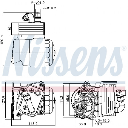 Radiatore olio, olio motore Radiatore olio con alloggiamento filtro olio BMW 1 E81 1 E82 1 E87 1 E88 3 E46 3 E90 3 E91 3 E92 3 E93 5 E60 5 E61 X1 E84 X3 E83 Z4 E85 1.6-2.0 10.99-06.15 NISSENS NIS 91323