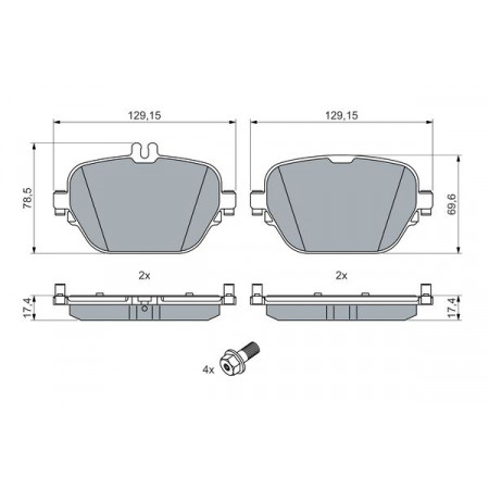 Kit pastiglie freno, freno a disco Kit pastiglie freno posteriore MERCEDES CLS C257 E A238 E ALL-TERRAIN S213 E C238 E T-MODEL S213 E W213 EQC N293 GLC X253 2.0DH-Electric 06.16- BOSCH 0 986 460 039