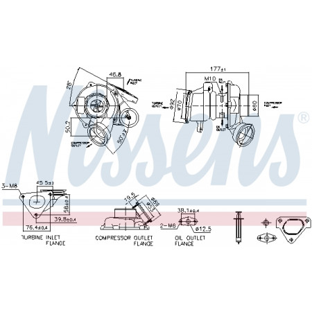 Turbocompressor Turbocompressor MERCEDES SPRINTER 2-T B901 B902 SPRINTER 3-T B903 SPRINTER 4-T B904 2.1D 04.00-05.06 NISSENS NIS 93480