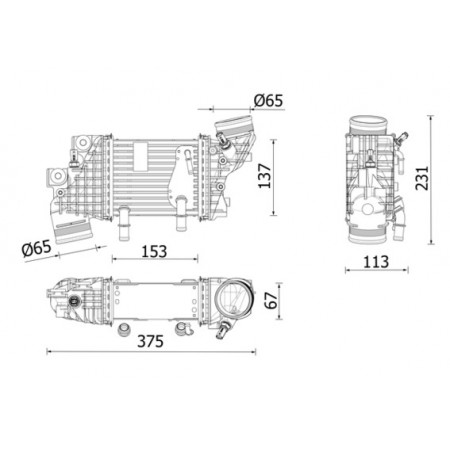 Intercooler, compressor Supply air cooler MAN TGE VW CRAFTER GRAND CALIFORNIA CAMPER MULTIVAN T6 TRANSPORTER T6 TRANSPORTER T6 / CARAVELLE T6 2.0D 04.15- MAHLE CI 663 000P