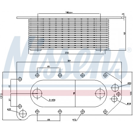 Enfriador de aceite, aceite de motor Enfriador de aceite 138x92x301mm VOLVO FE II D7E240-G9K320 05.12- NISSENS NIS 91257