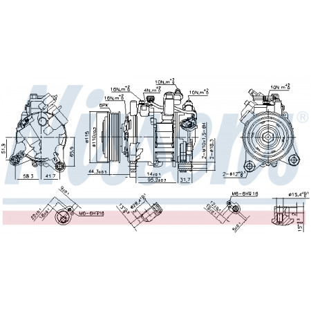Compressor, ar condicionado Compressor de ar condicionado BMW 1 F20 1 F21 2 F22 F87 2 F23 3 F30 F80 3 F31 3 GRAN TURISMO F34 4 F32 F82 4 GRAN COUPE F36 1.6D-3.0D 07.11- NISSENS NIS 890397