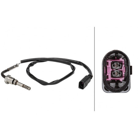 Capteur, température des gaz Sonde de température des gaz d'échappement avant le catalyseur VW CALIFORNIA T5 CAMPER CALIFORNIA T6 CAMPER MULTIVAN T5 MULTIVAN T6 TRANSPORTER T5 TRANSPORTER T6 2.0D 09.09-12.19 HELLA 6PT358 181-091