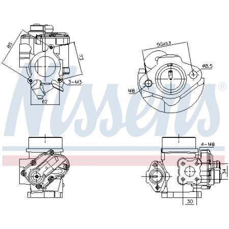Válvula EGR EGR NISSAN INTERSTAR PRIMASTAR OPEL MOVANO A VIVARO A RENAULT ESPACE IV MASTER II TRAFIC II VEL SATIS 2.2D/2.5D 03.01- NISSENS NIS 98349