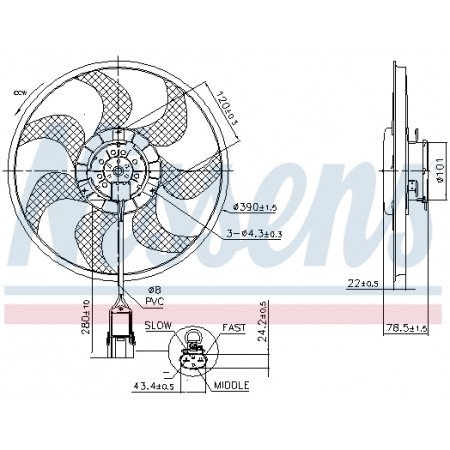 Ventilador, radiador Ventilador radiador OPEL ASTRA G ASTRA G CLASSIC ASTRA G/KOMBI ZAFIRA A 1.4-1.8 02.98-12.09 NISSENS NIS 850070