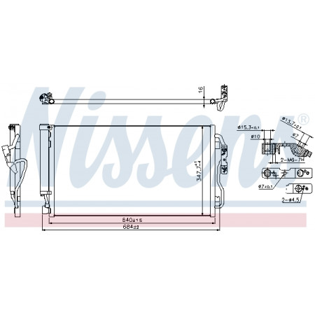 Kondensator, Klimaanlage A/C-Kondensator mit Trockner BMW 1 F20 1 F21 2 F22 F87 3 F30 F80 3 F31 3 GRAN TURISMO F34 4 F32 F82 4 F33 F83 3.0/3.0H 11.11- NISSENS NIS 940357