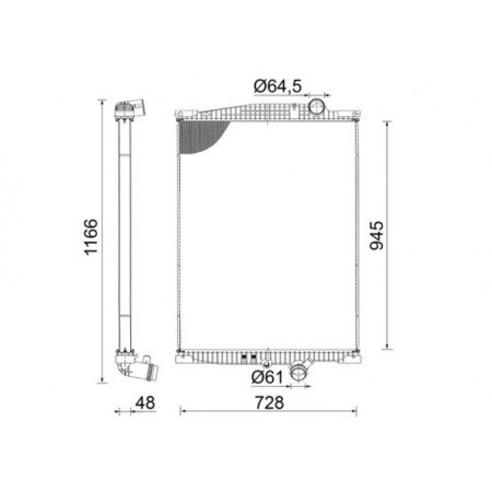Radiator, engine cooling Engine radiator without frame VOLVO FM FM II FM III FMX FMX II FMX III D11A-330-G13C460 09.05- MAHLE CR 2096 000S
