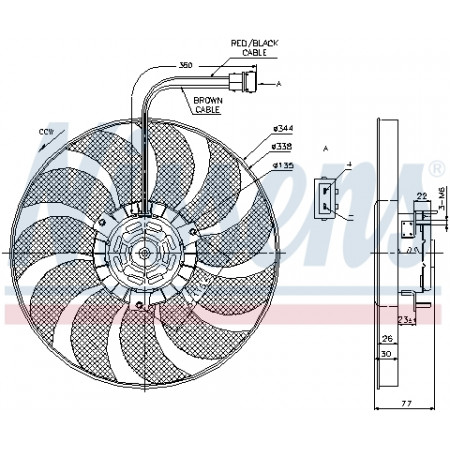 Ventola, radiatore Ventola del radiatore VW TRANSPORTER IV 1.9D-2.8 07.90-06.03 NISSENS NIS 85676