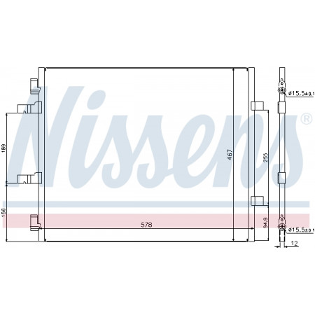 Condensator, climatizare A/C condenser aluminium OPEL VIVARO A RENAULT TRAFIC II 2.0D 01.06- NISSENS NIS 940201