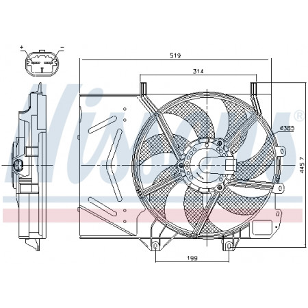 Ventilador, radiador Ventilador do radiador com carcaça DS DS 3 CITROEN C2 C2 ENTERPRISE C3 AIRCROSS II C3 I C3 II C3 III C3 PICASSO C4 CACTUS C-ELYSEE DS3 OPEL CROSSLAND X 1.0-1.6LPG 02.02- NISSENS NIS 85986