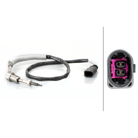 Sensor, temperatura de los gases de escape Sensor de temperatura de escape antes del turbo AUDI A3 Q2 Q3 TT SEAT ALHAMBRA ATECA LEON LEON SC LEON ST TARRACO SKODA KAROQ KODIAQ OCTAVIA III SUPERB III 2.0D 04.12- HELLA 6PT014 495-101