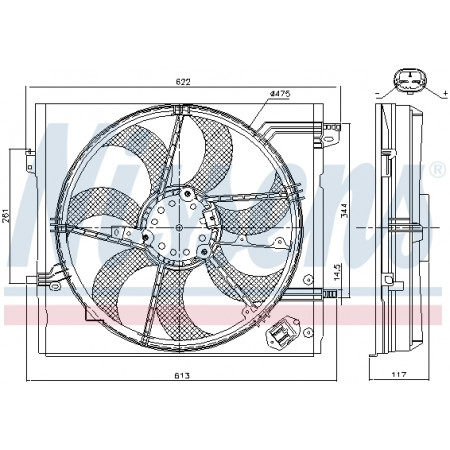 Ventilador, radiador Ventilador del radiador con carcasa NISSAN QASHQAI II RENAULT KADJAR 1.2-1.6D 11.13- NISSENS NIS 85946