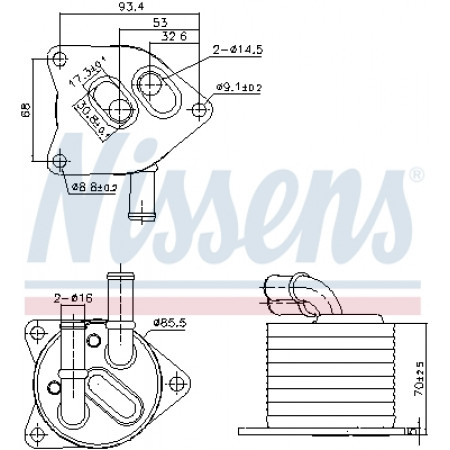 Ölkühler, Motoröl Ölkühler DS DS 7 CITROEN C4 SPACETOURER C5 AIRCROSS GRAND C4 SPACETOURER JUMPY SPACETOURER OPEL GRANDLAND / GRANDLAND X GRANDLAND X VIVARO C ZAFIRA LIFE 1.2-2.0D 04.16- NISSENS NIS 91396