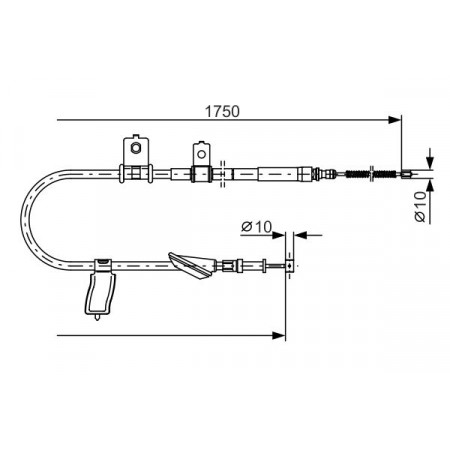 Câble, frein de stationnement Câble de frein à main arrière droit 1750mm SUBARU LEGACY IV LEGACY V OUTBACK 2.0-3.6 09.03- BOSCH 1 987 482 351